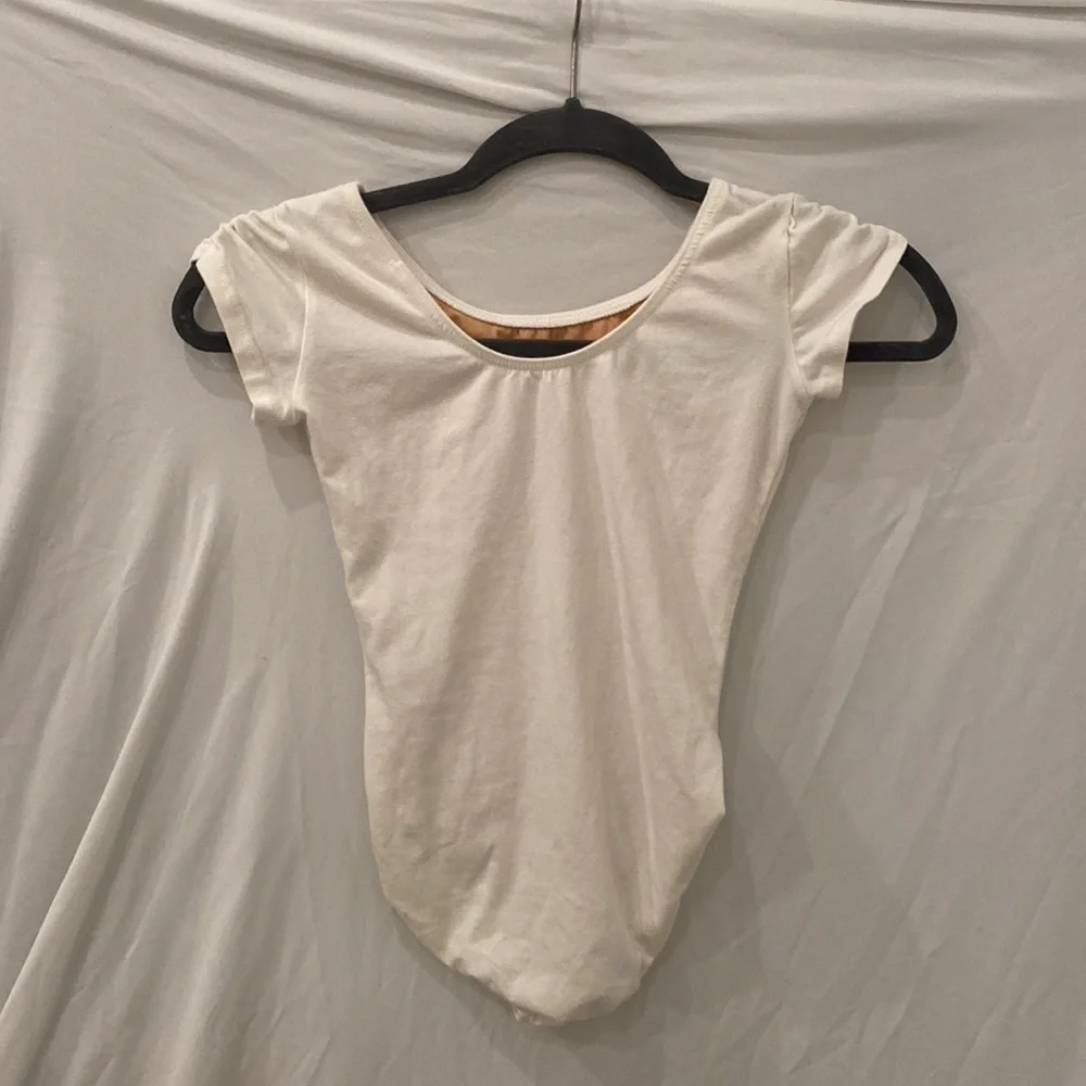 Motionwear Leotard white cap sleeve leotard Large child 12/14